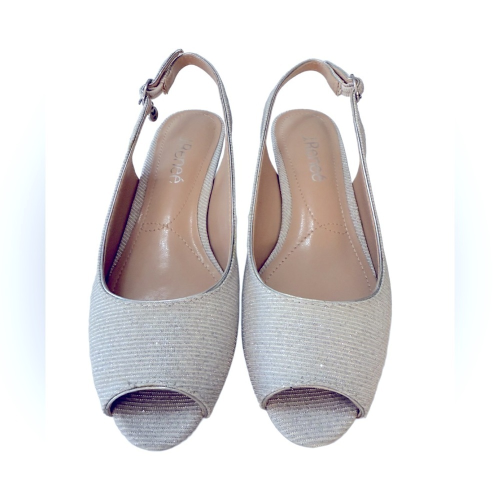 J Renee, silver sling back pump size 6 1/2